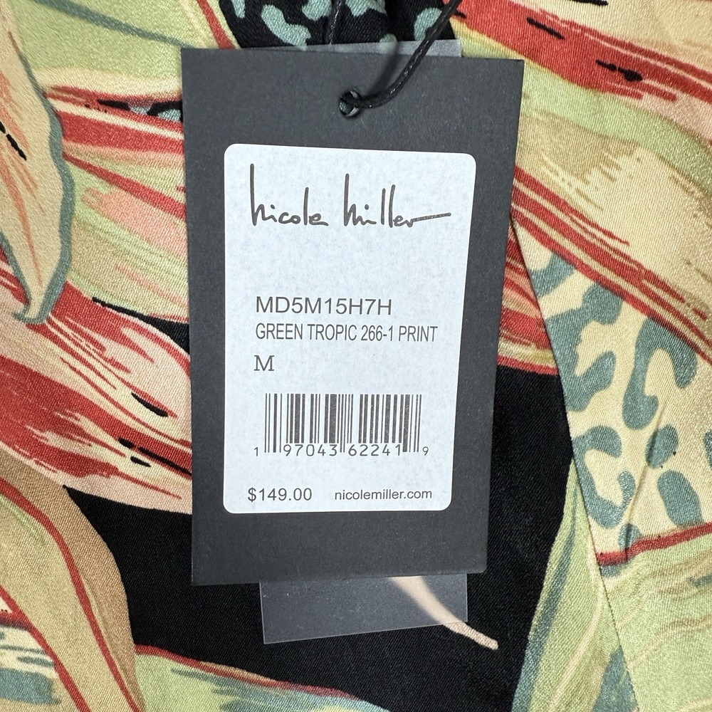Nicole Miller Palma Satin Maxi Dress Women's Green Tropic Print Size MEDIUM NWT - Picture 5 of 8